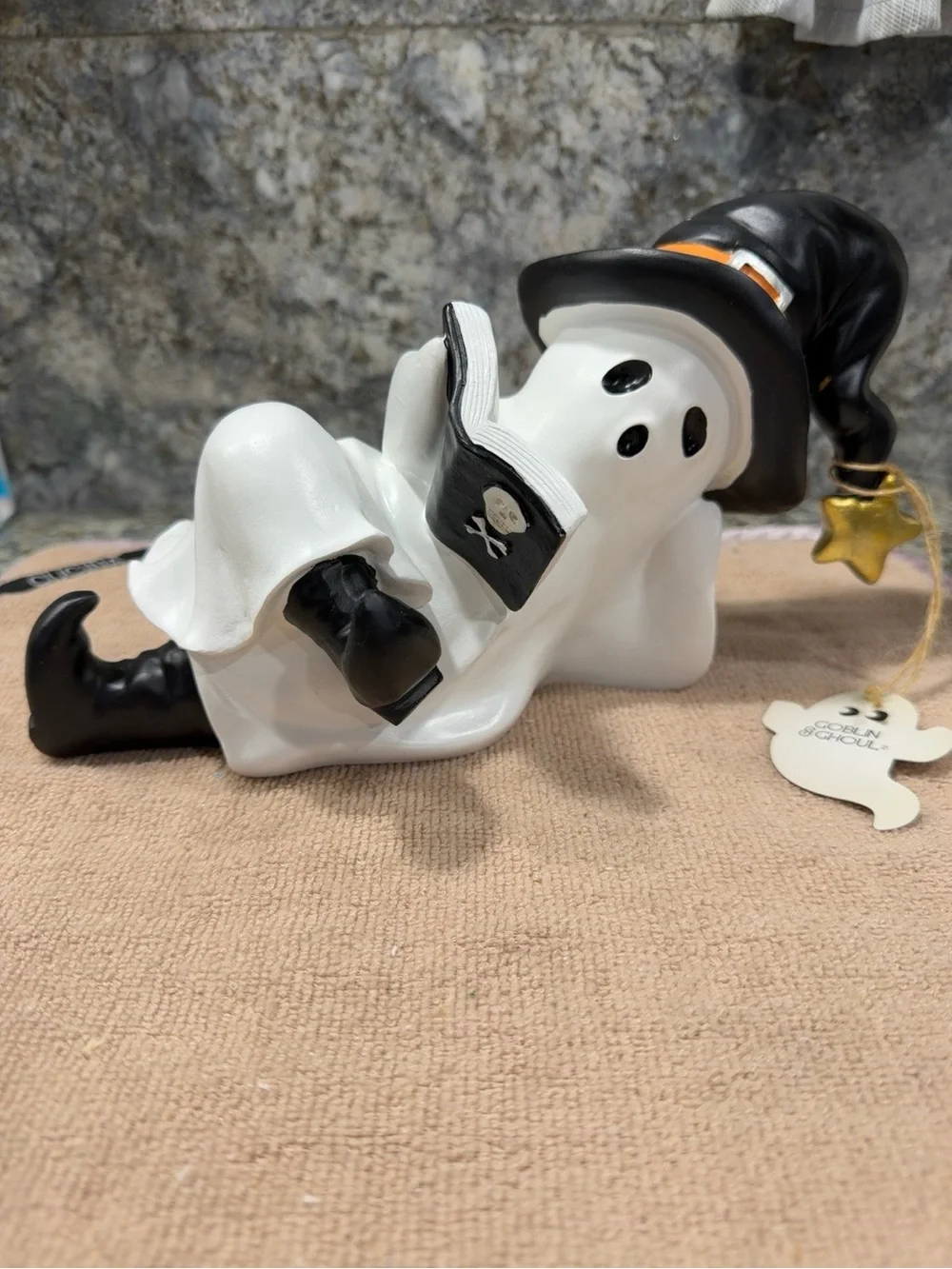 NWT Goblin & Ghoul Reading Ghost Halloween Figurine Decor 8